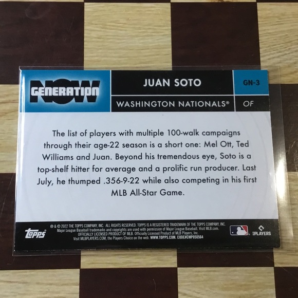 MLB Juan Soto Topps Now Generation GN-3 - Picture 2 of 2